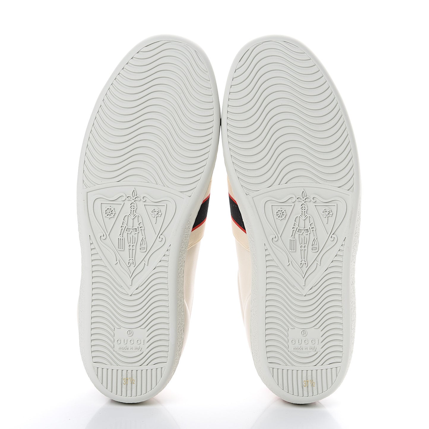 Calfskin Stripe Womens New Ace Sneakers 37.5 New Mystic White Ecru Red Flame