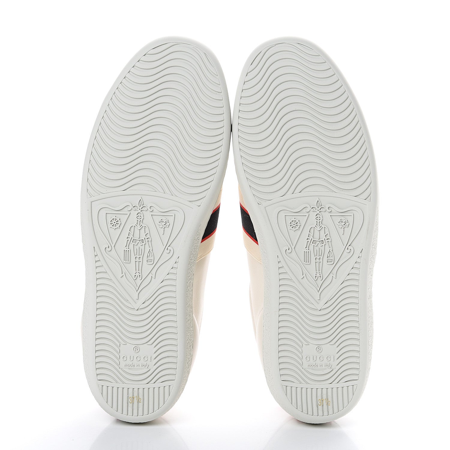 Gucci Calfskin Stripe Womens New Ace Sneakers 37.5 New Mystic White Ecru Red Flame 5 of 8