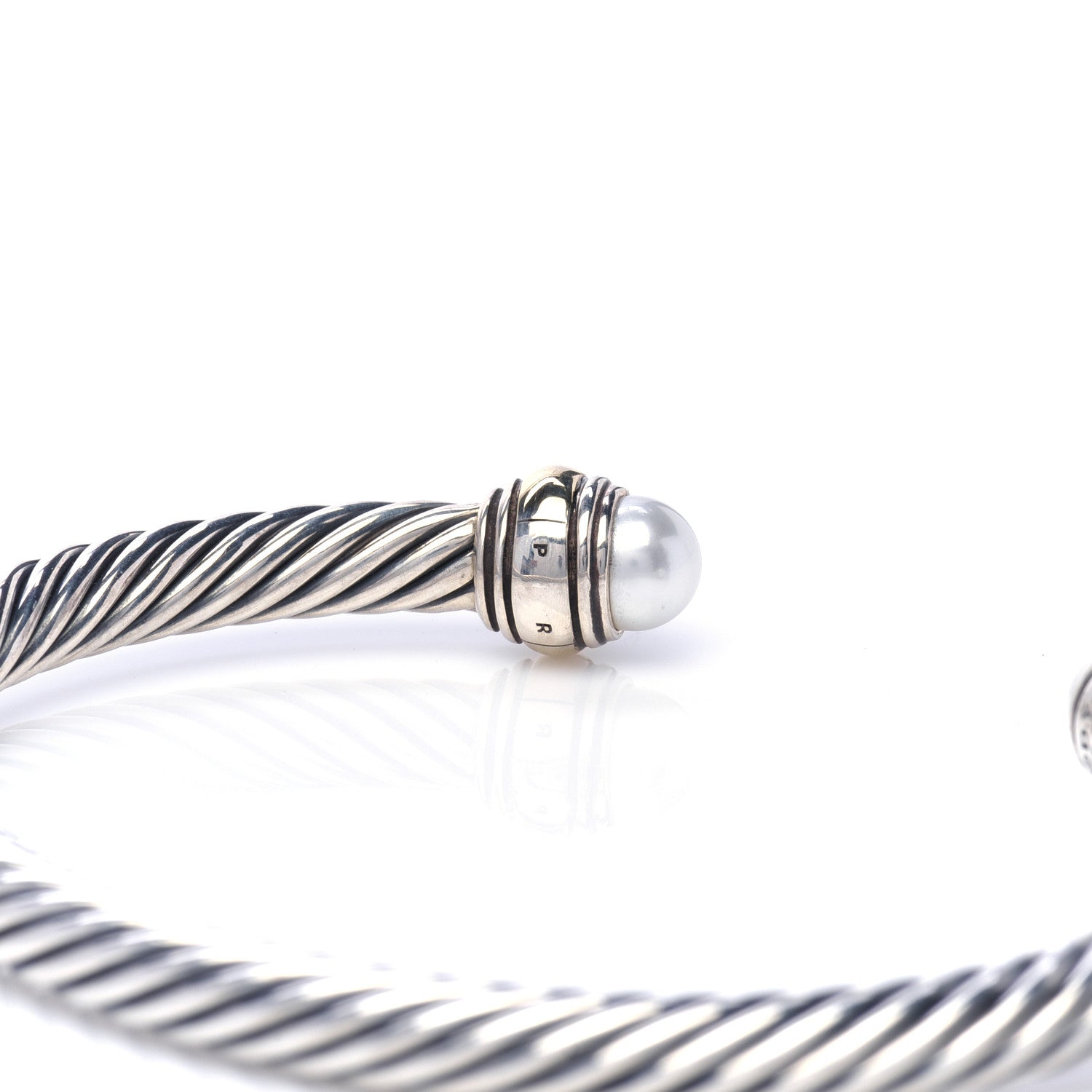 David Yurman Sterling Silver 14K Yellow Gold Pearl 5mm Cable Classics Bracelet 5 of 5