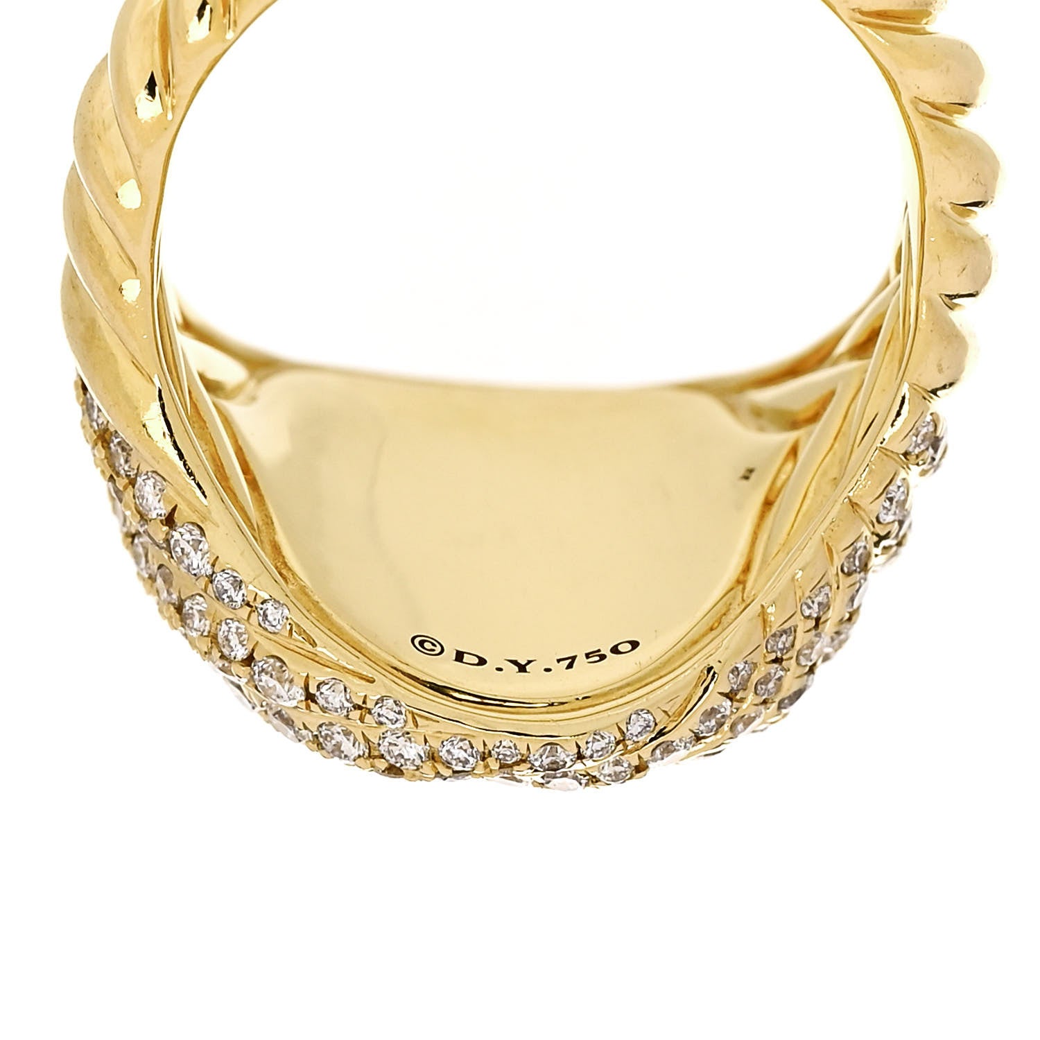 David Yurman 18K Yellow Gold Diamond Sculpted Cable Pinky Ring 44 3 4 of 5