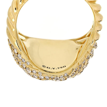 David Yurman 18K Yellow Gold Diamond Sculpted Cable Pinky Ring 44 3 4 of 5