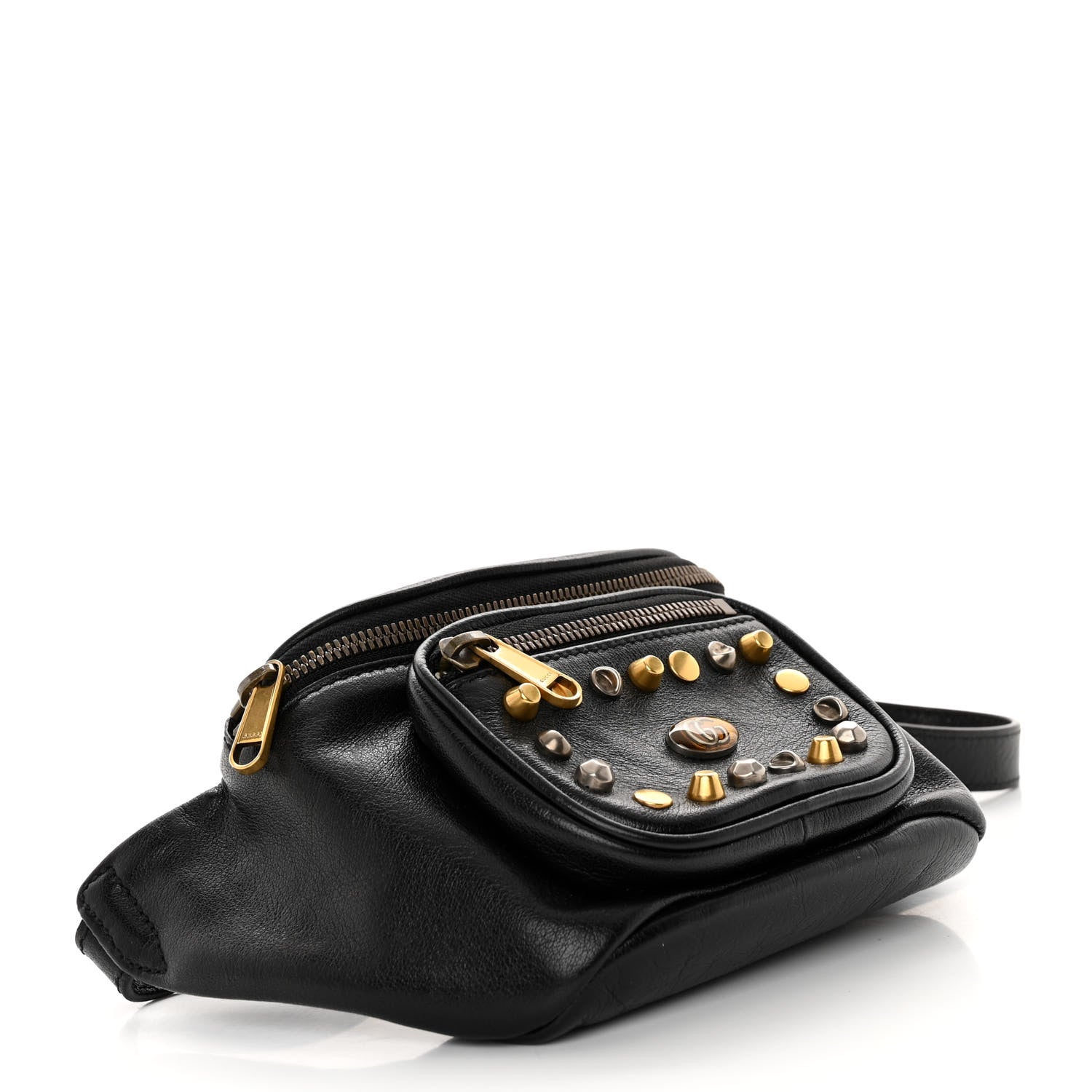 Gucci Calfskin Ophidia Studs Belt Bag Black 4 of 8