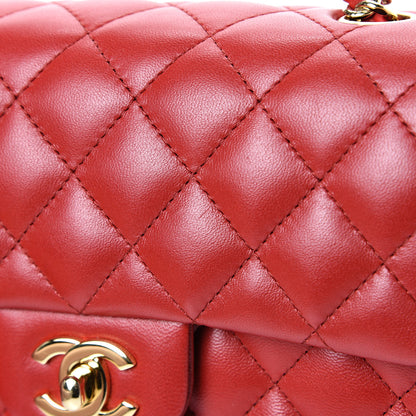 Chanel Lambskin Quilted Mini Rectangular Flap Red 14 of 15