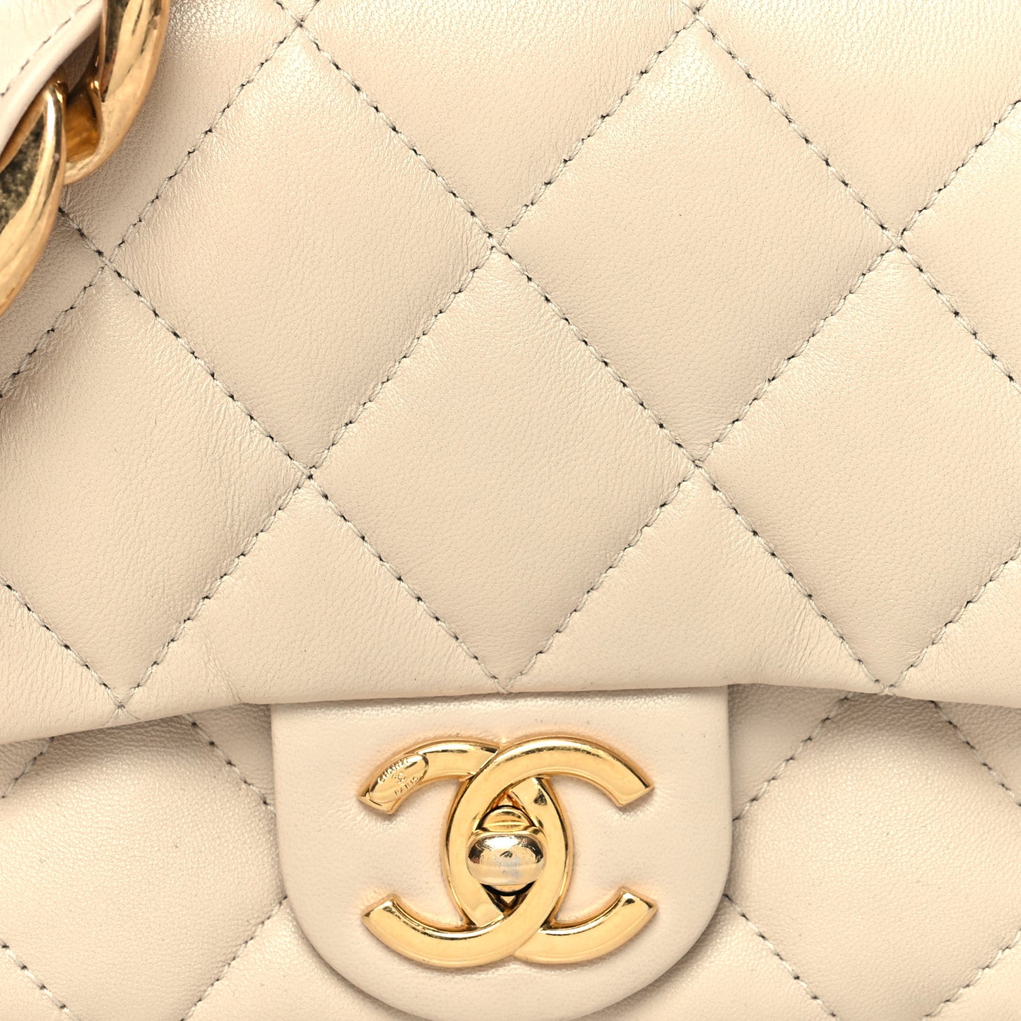 Lambskin Quilted Small CC Funky Town Flap Beige