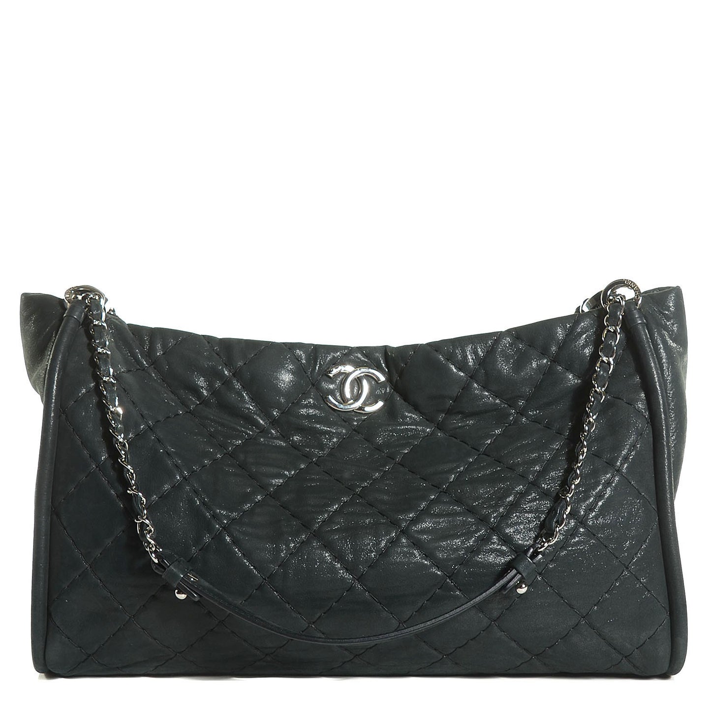 Iridescent Calfskin Large Sea Hit Tote Black