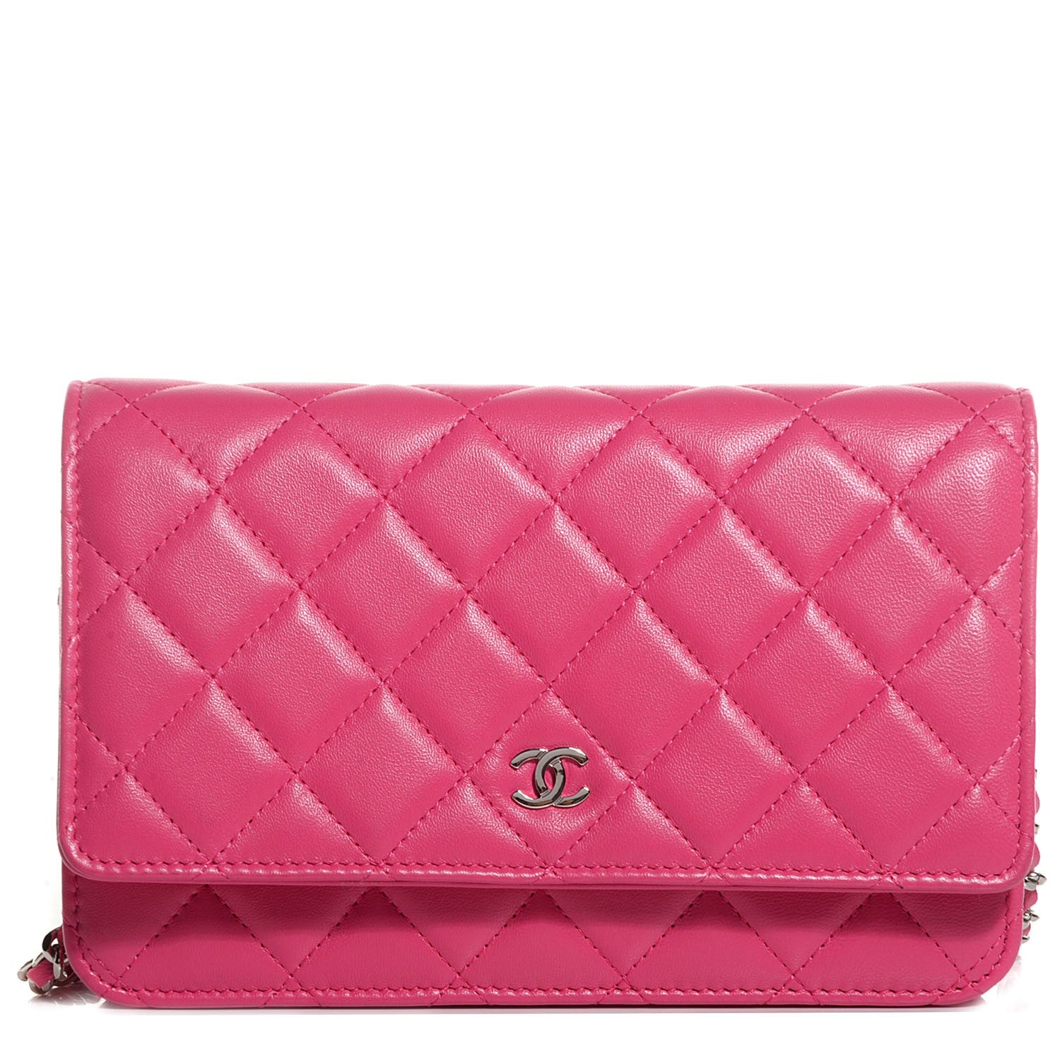 Chanel Lambskin Quilted Wallet On Chain WOC Dark Pink 1 of 8