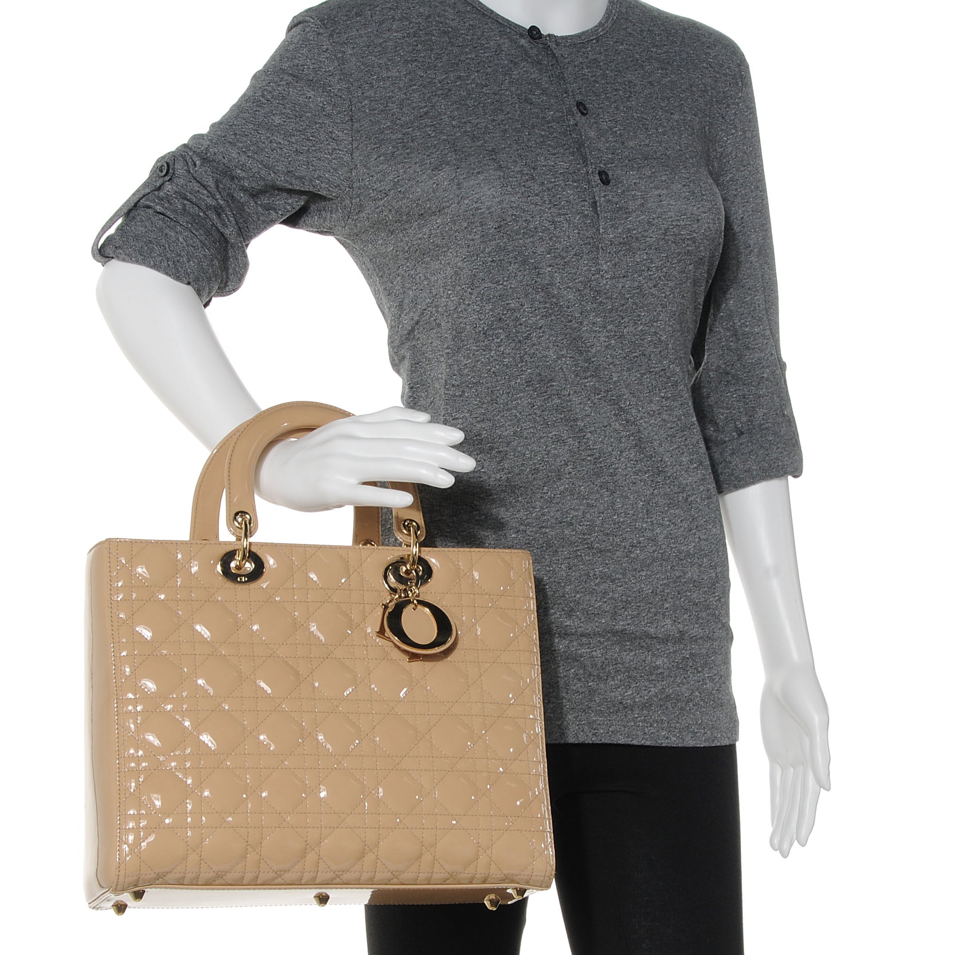 Christian Dior Patent Cannage Large Lady Dior Beige 2 of 7