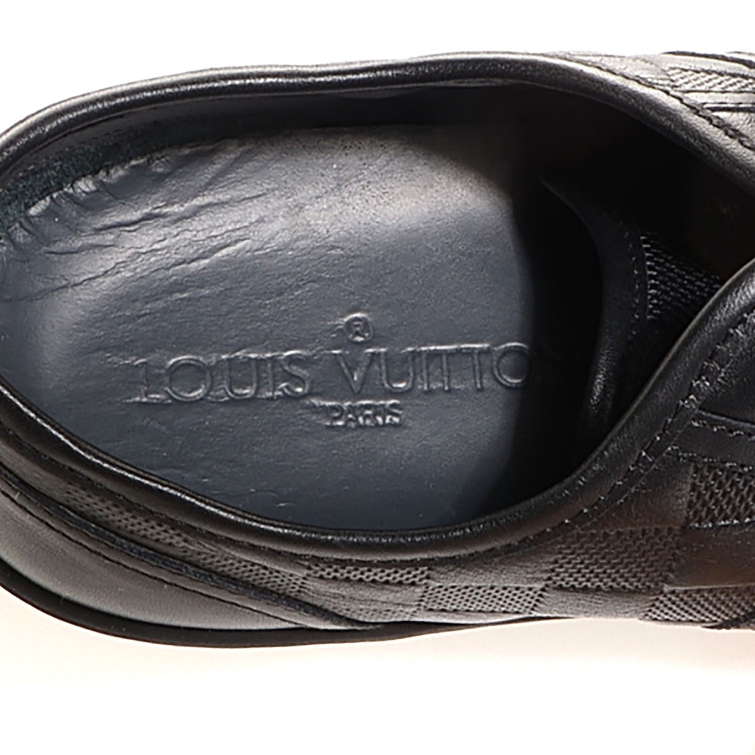 Louis Vuitton Calf Embossed Damier Brooklyn Sneakers 6.5 Black 15 of 17