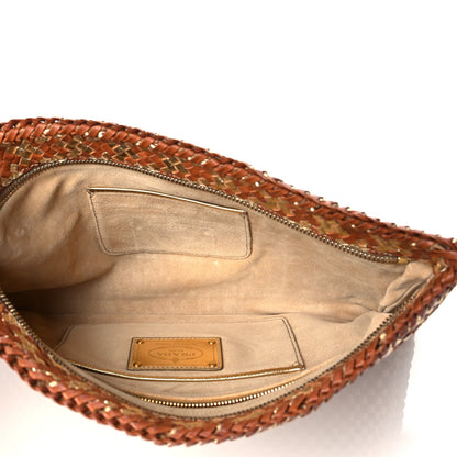 Prada Goatskin Woven Pouch Gold 5 of 10