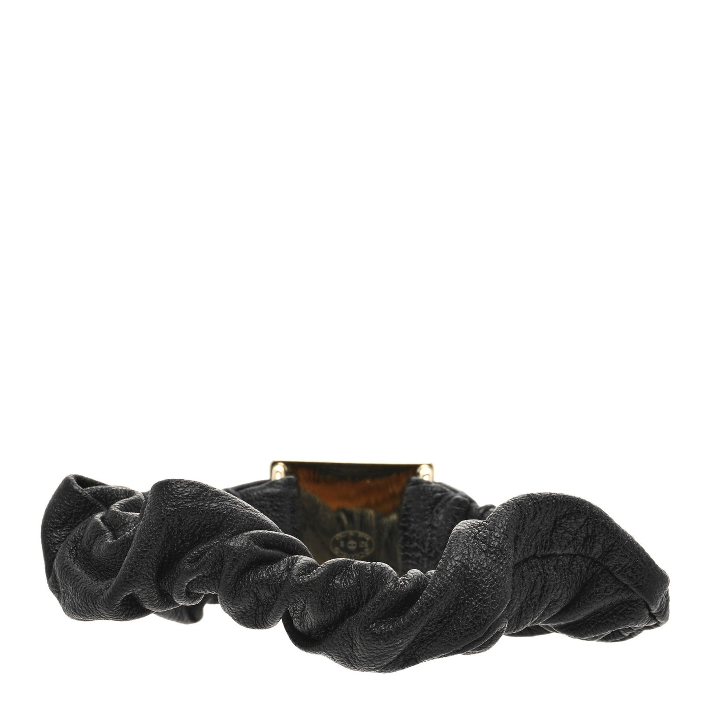 Lambskin CC Hair Scrunchie Black Gold