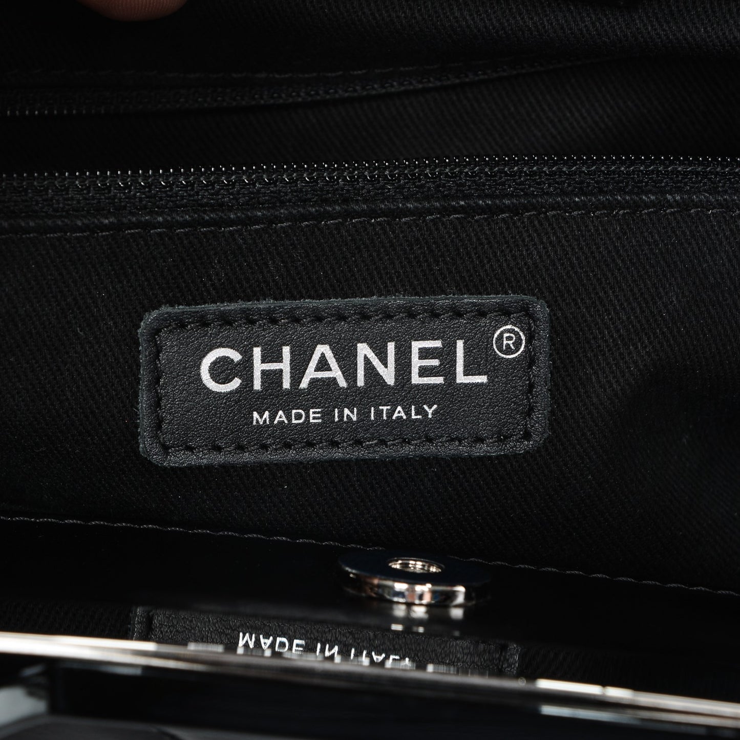 Glazed Calfskin Quilted Small CC Delivery Tote Black