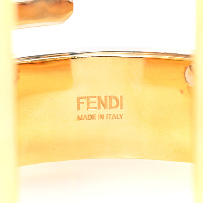 Fendi Metal Zucca Cutout Cuff Bracelet Gold Silver 4 of 5