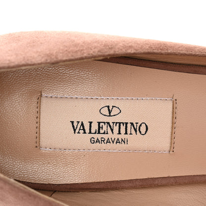 Valentino Garavani Suede Rockstud Peep Toe Pumps 37 Dahlia Rose 8 of 11