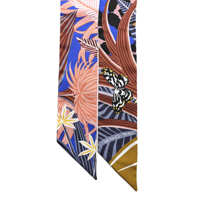 Hermes Silk Jaguar Quetzal Twilly Bleu Roy Brun Saumon 2 of 4