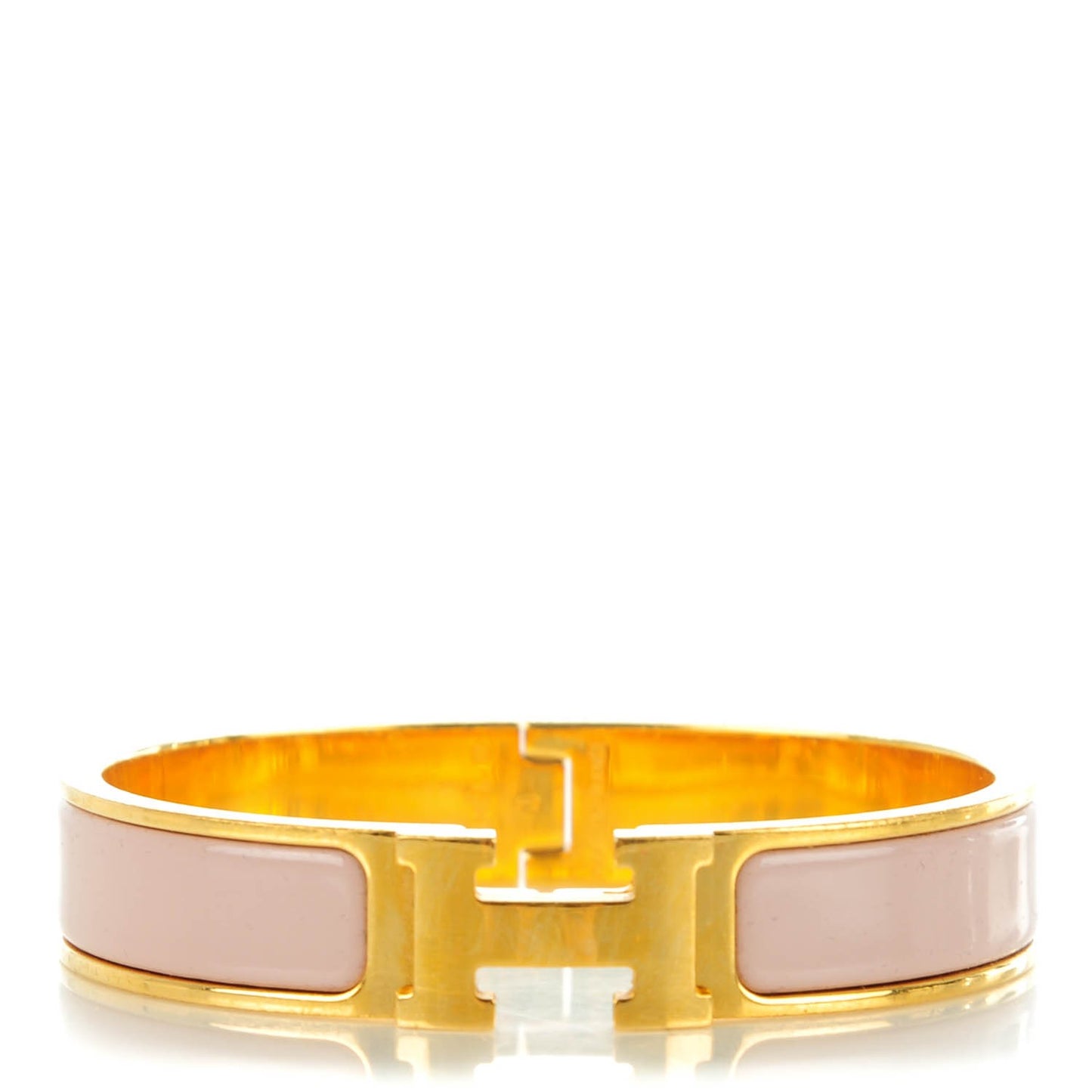 Narrow Enamel Clic Clac H Bracelet PM Rose Poudre
