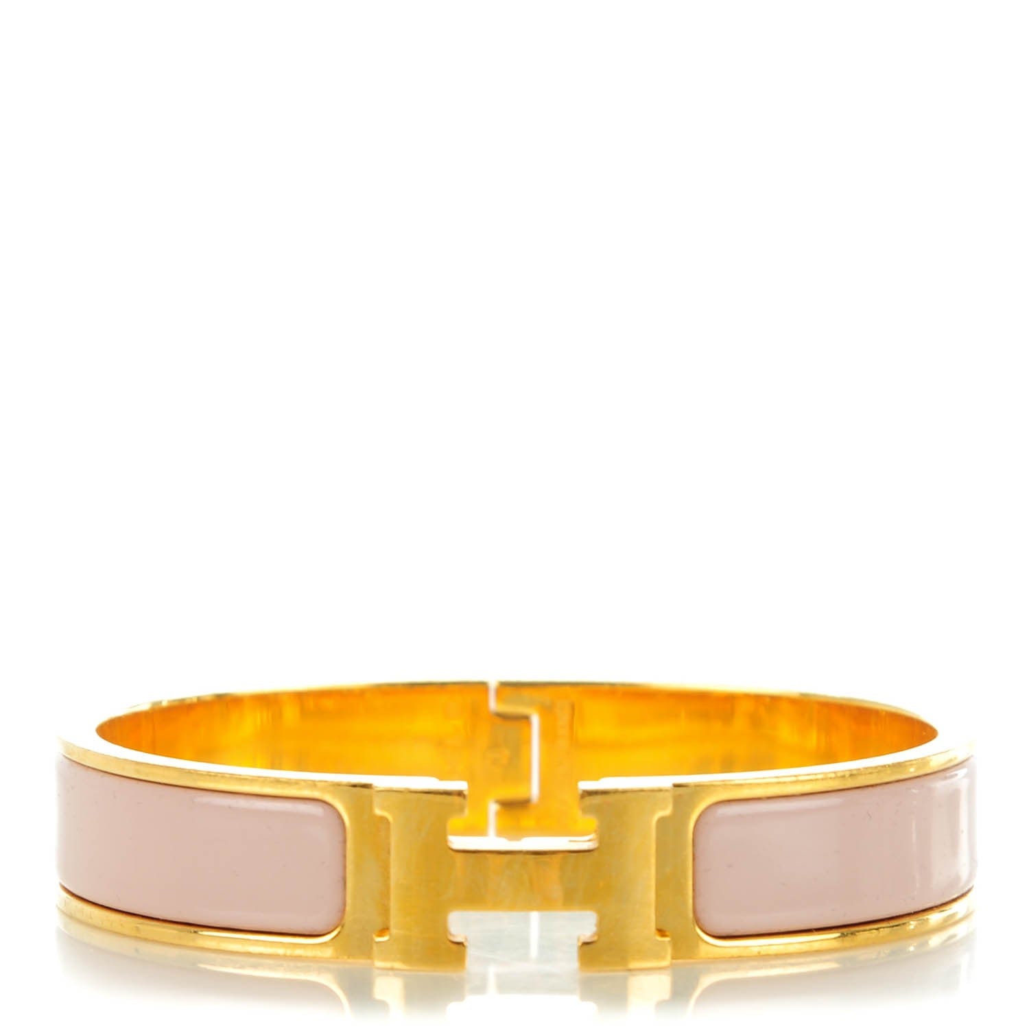 Hermes Narrow Enamel Clic Clac H Bracelet PM Rose Poudre 1 of 5