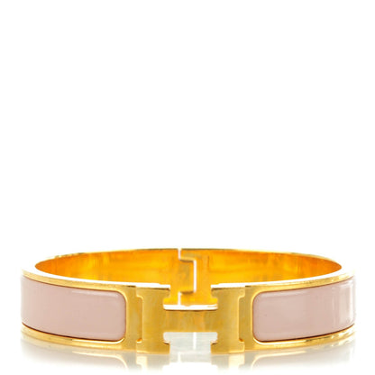 Hermes Narrow Enamel Clic Clac H Bracelet PM Rose Poudre 1 of 5