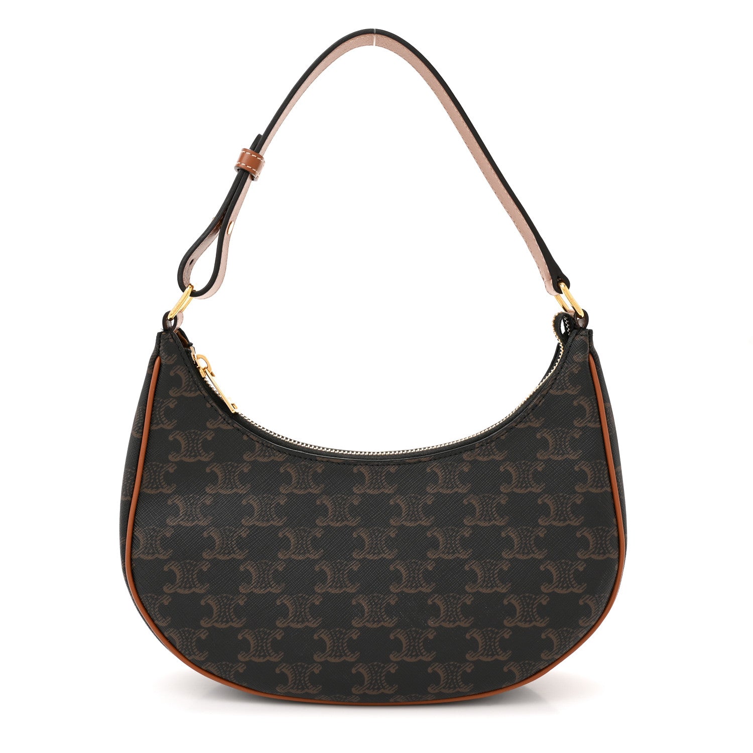 Celine Triomphe Canvas Calfskin Ava Shoulder Bag Tan 1 of 11