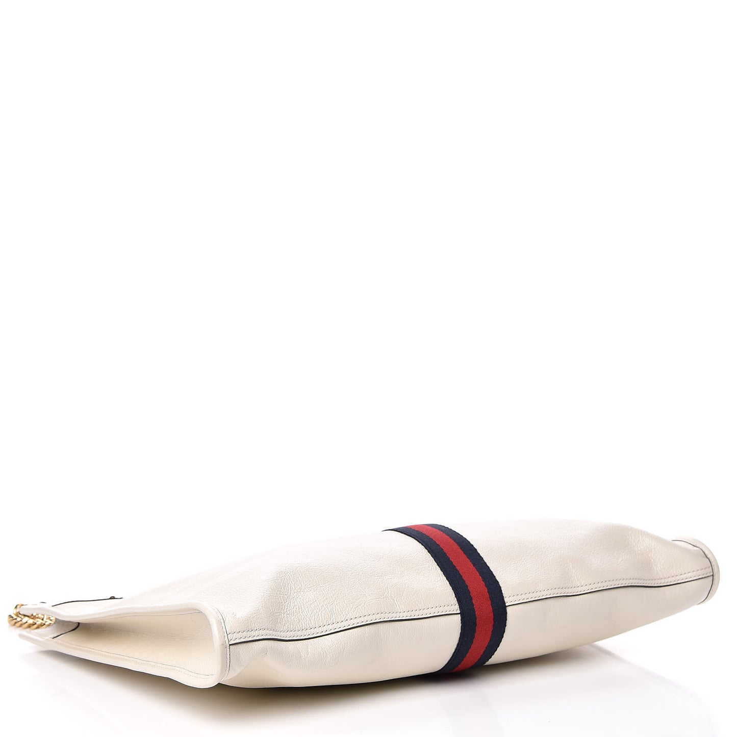 Suede Calfskin Large Rajah Chain Tote White
