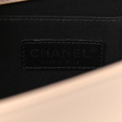 Chanel Lambskin Chevron Chain Stitched Medium Boy Flap Beige 5 of 8
