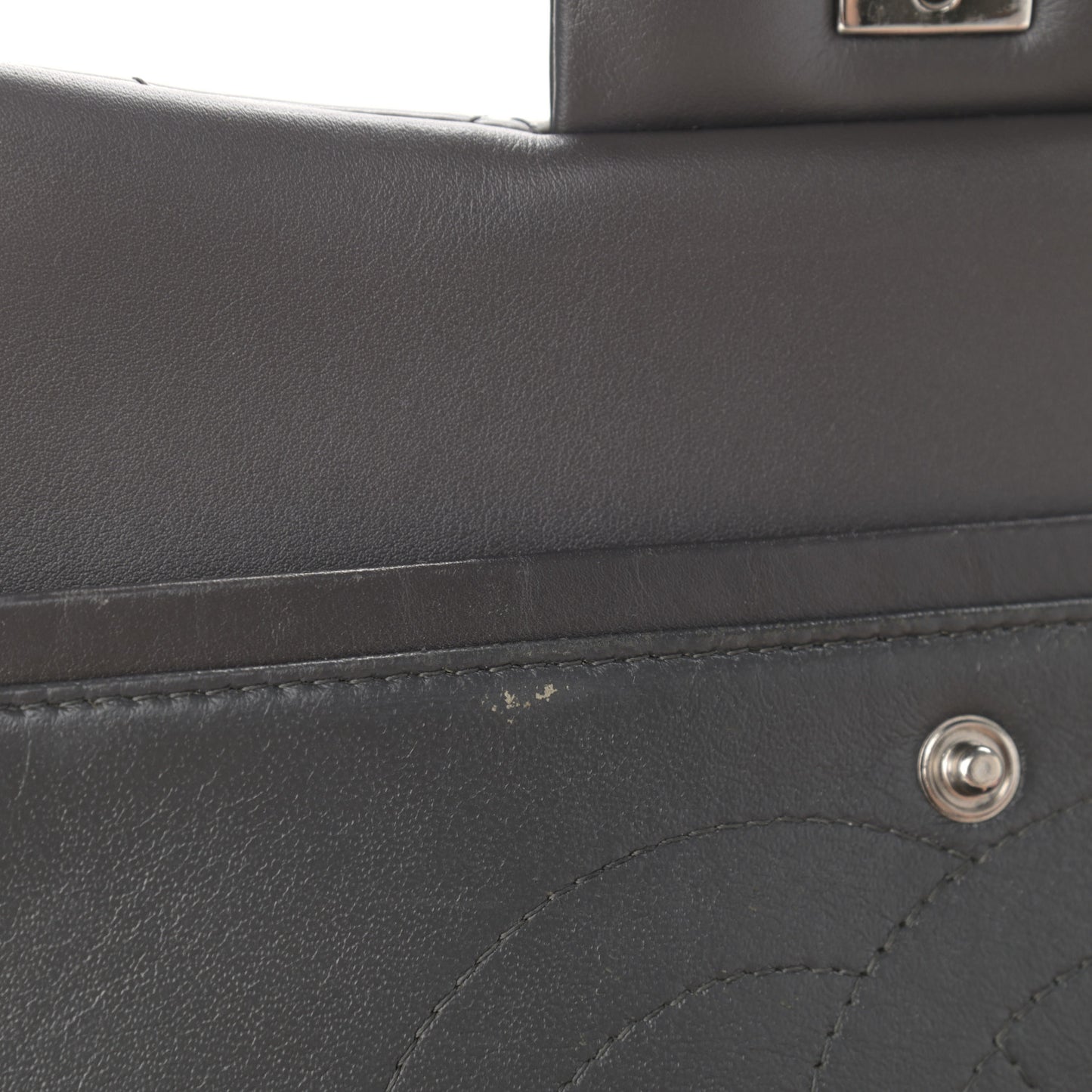 Striated Patent Quilted Jumbo Double Flap Black