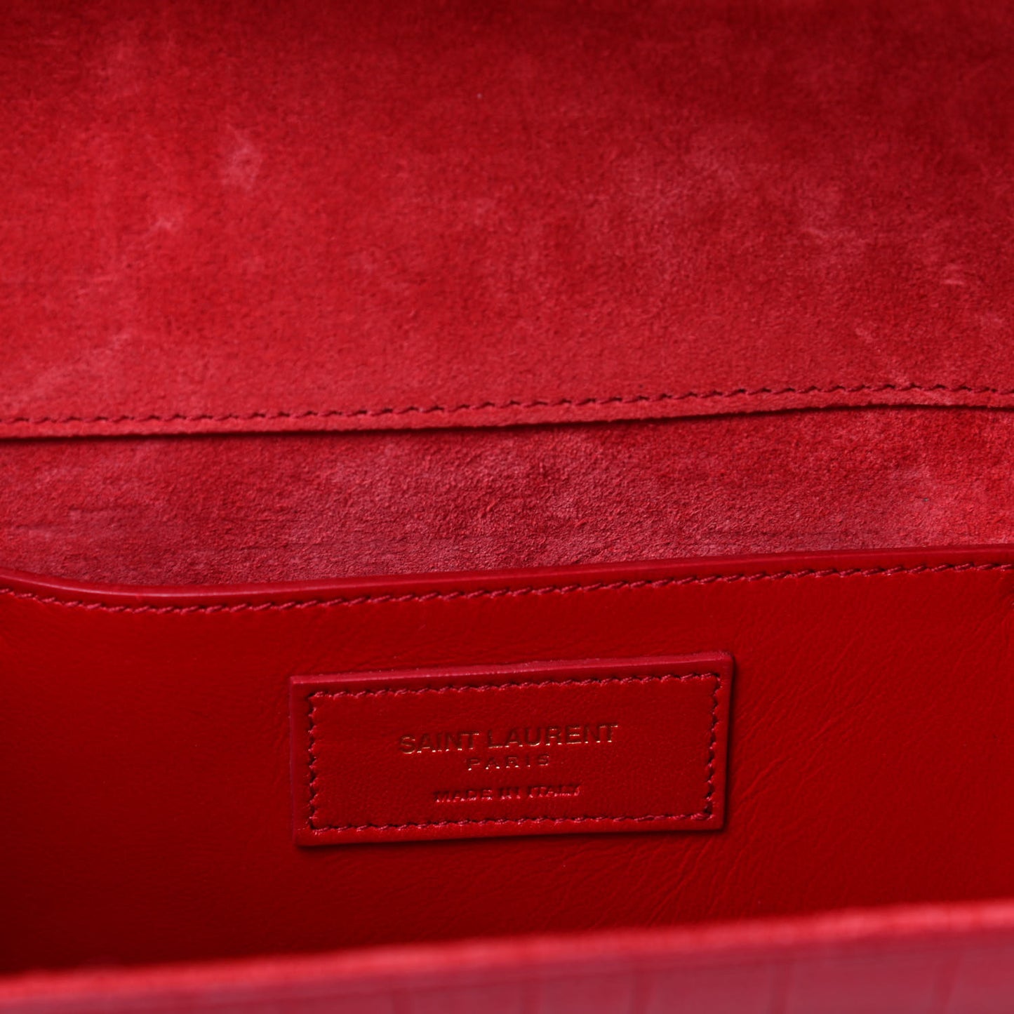 Calfskin Crocodile Embossed Classic Monogram Cassandre Clutch Red