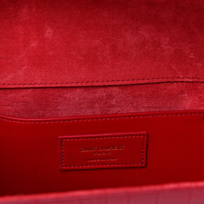 Saint Laurent Calfskin Crocodile Embossed Classic Monogram Cassandre Clutch Red 6 of 7