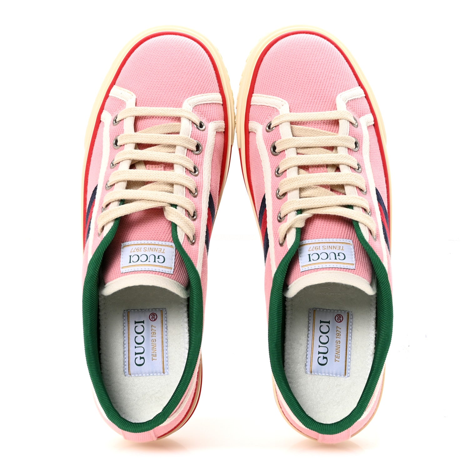 Gucci Canvas Web Womens 1977 Tennis Sneakers 39 Wild Rose Mystic White 2 of 8