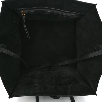 Celine Calfskin Crocodile Embossed Medium Phantom Luggage Black 5 of 14