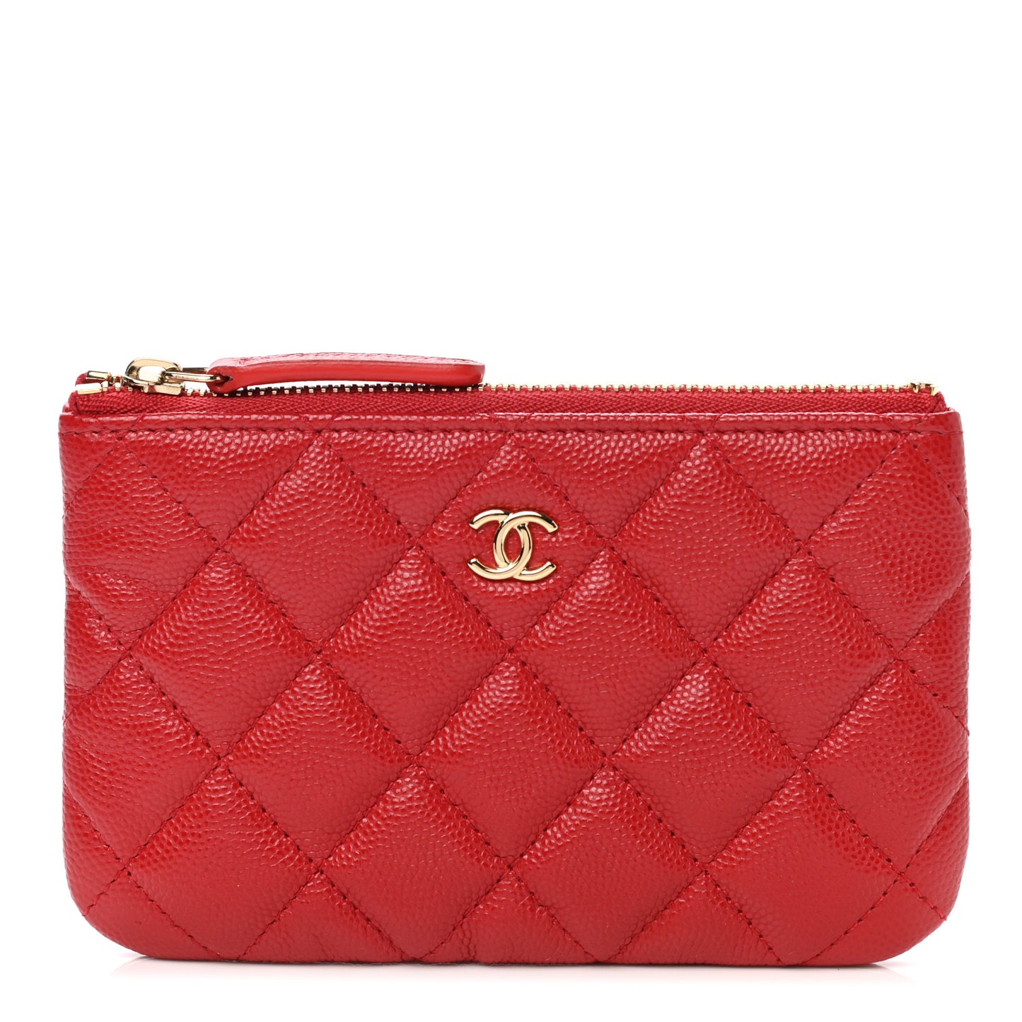 Caviar Quilted Small Cosmetic Case Red