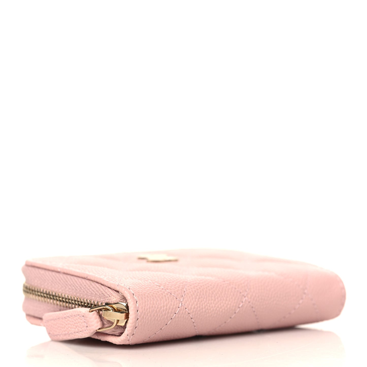 Caviar Quilted Zip Coin Purse Light Pink
