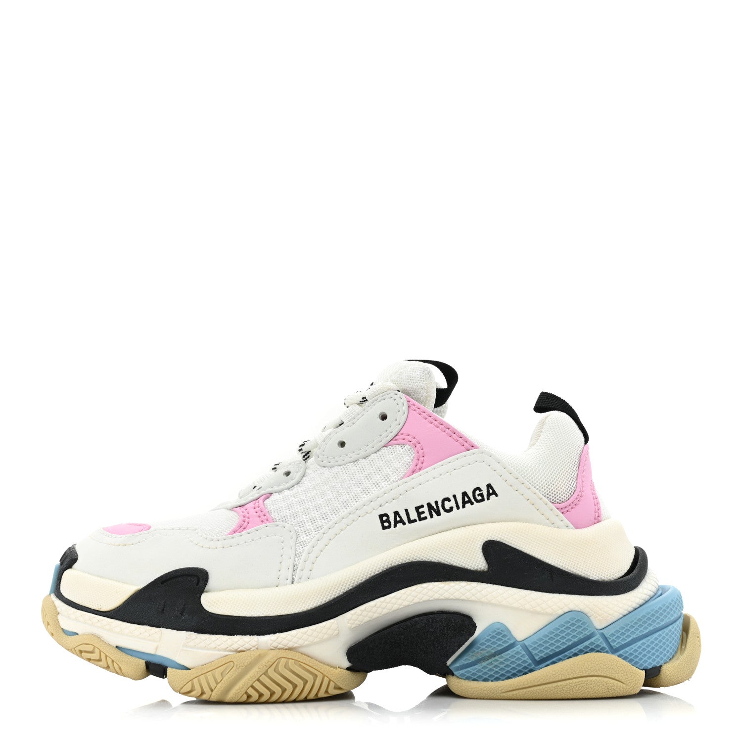 Balenciaga Fabric Mesh Washed Effect Womens Triple S Sneakers 36 Pink White Blue 1 of 13