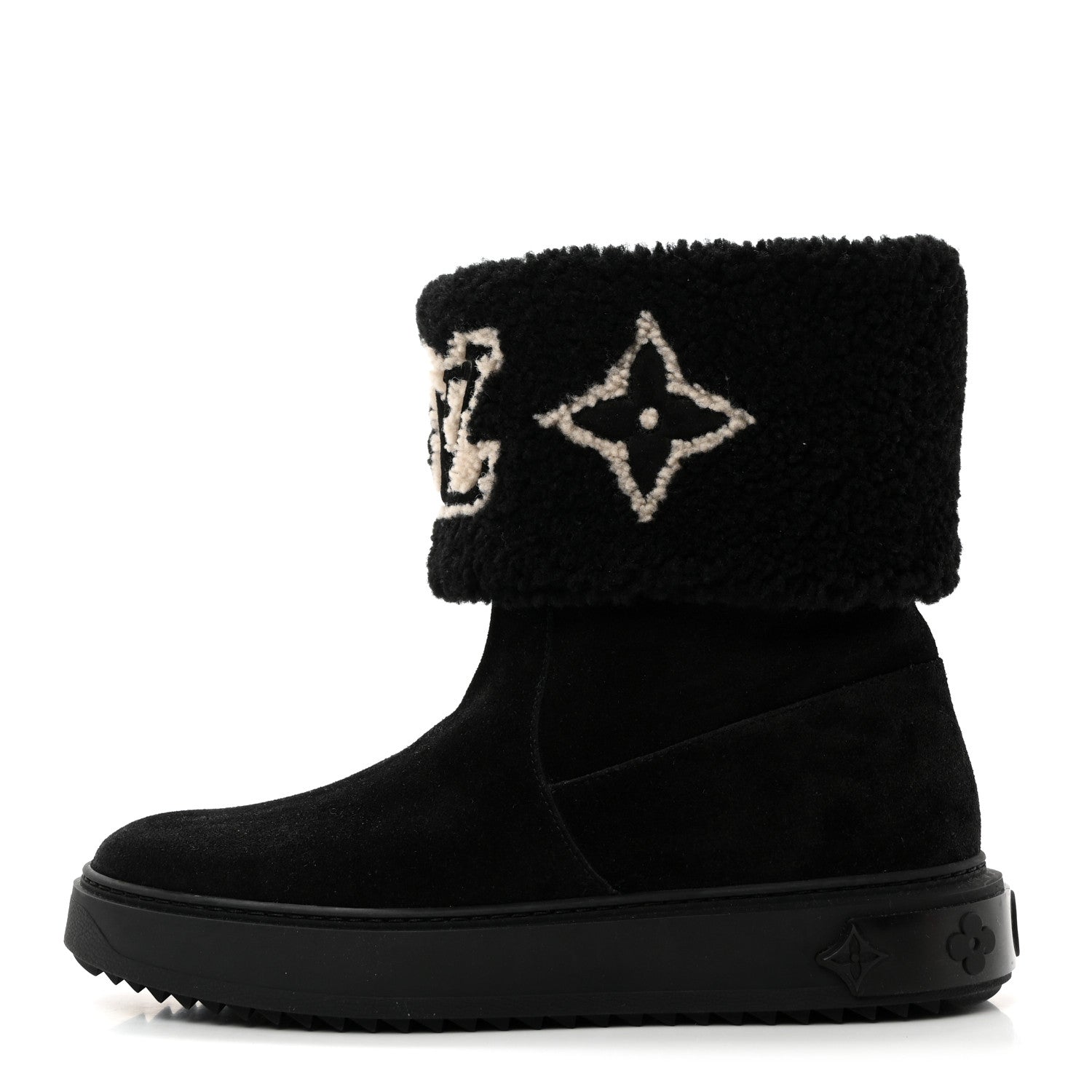 Louis Vuitton Suede Calfskin Shearling Snowdrop Flat Ankle Boot 41 Black 1 of 8