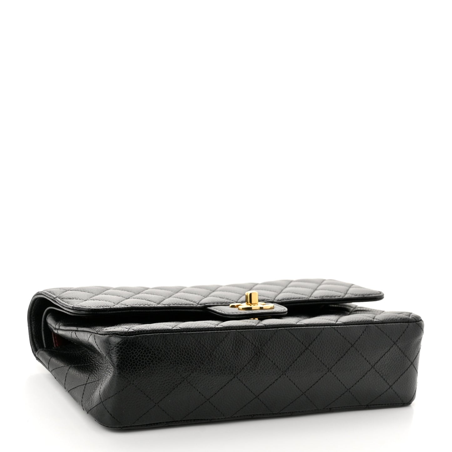 Caviar Quilted Medium Double Flap Black
