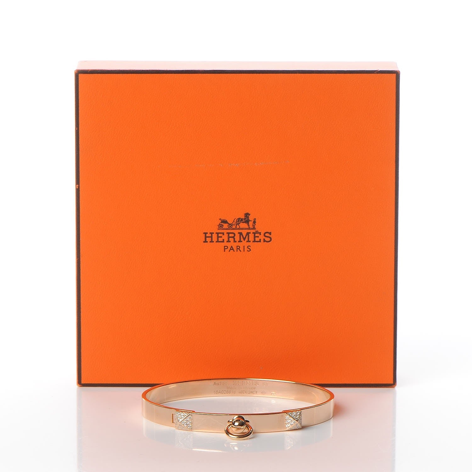 Hermes 18K Rose Gold Diamond PM Collier De Chien Bracelet ST 6 of 6