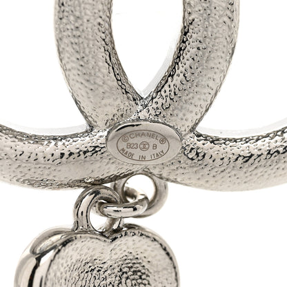 Chanel Crystal Pearl CC Heart Drop Brooch Silver 4 of 4
