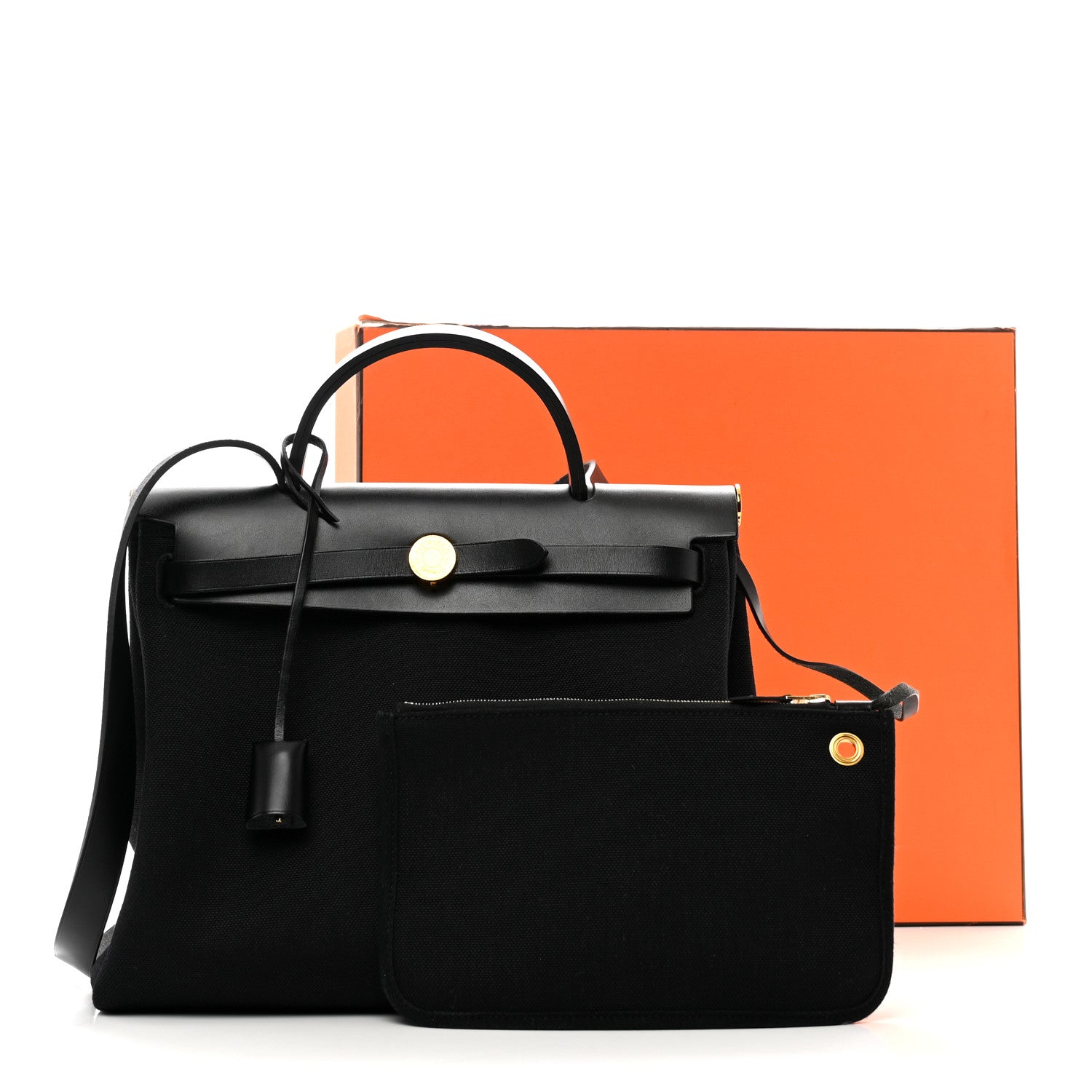 Hermes Military Toile Vache Hunter Herbag Zip Retourne 31 PM Black 10 of 10