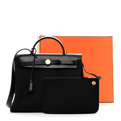 Hermes Military Toile Vache Hunter Herbag Zip Retourne 31 PM Black 10 of 10