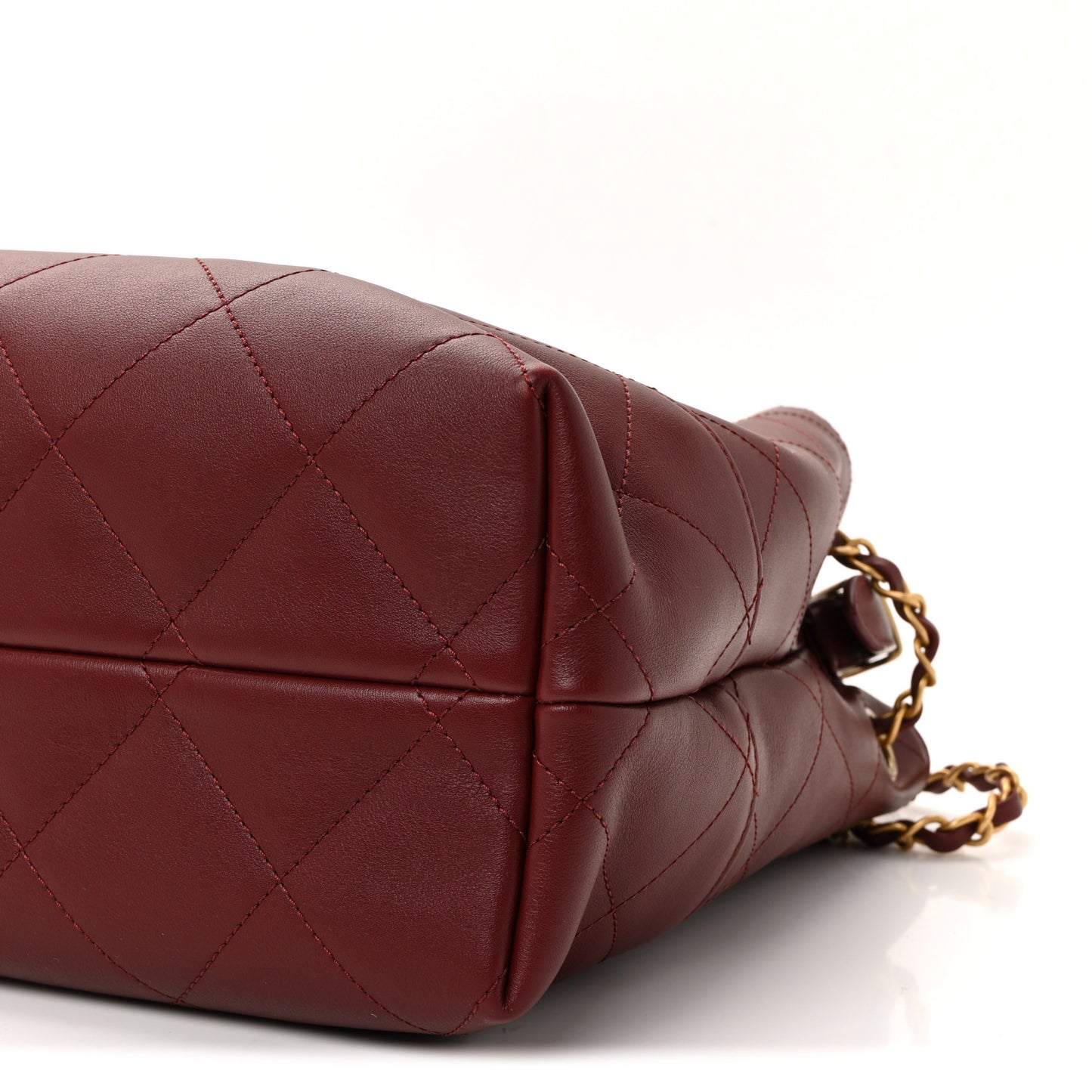 Calfskin Stitched Shopping Bag Burgundy