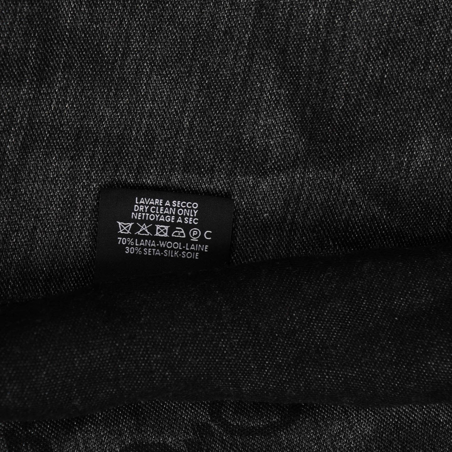 Wool Silk Monogram Fringe Scarf Grey Black