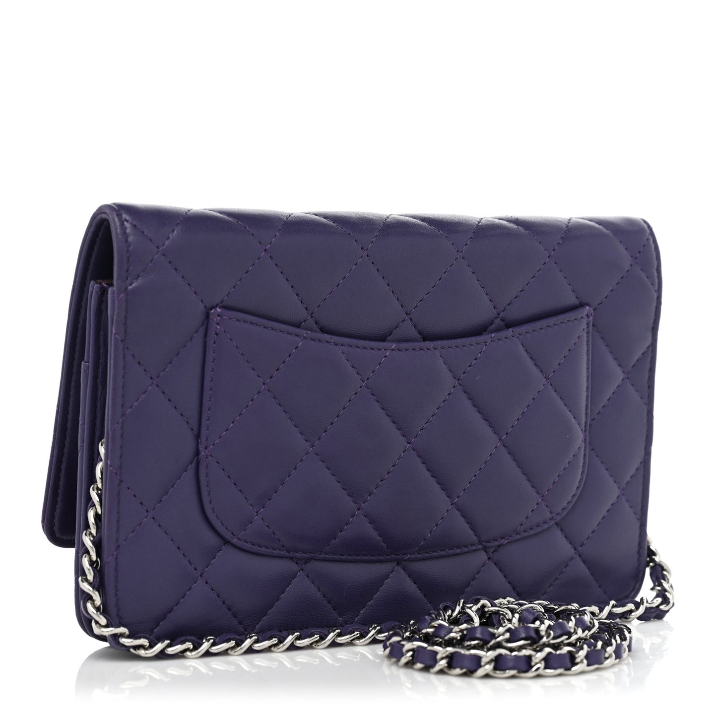 Lambskin Quilted Reissue Wallet On Chain WOC Purple