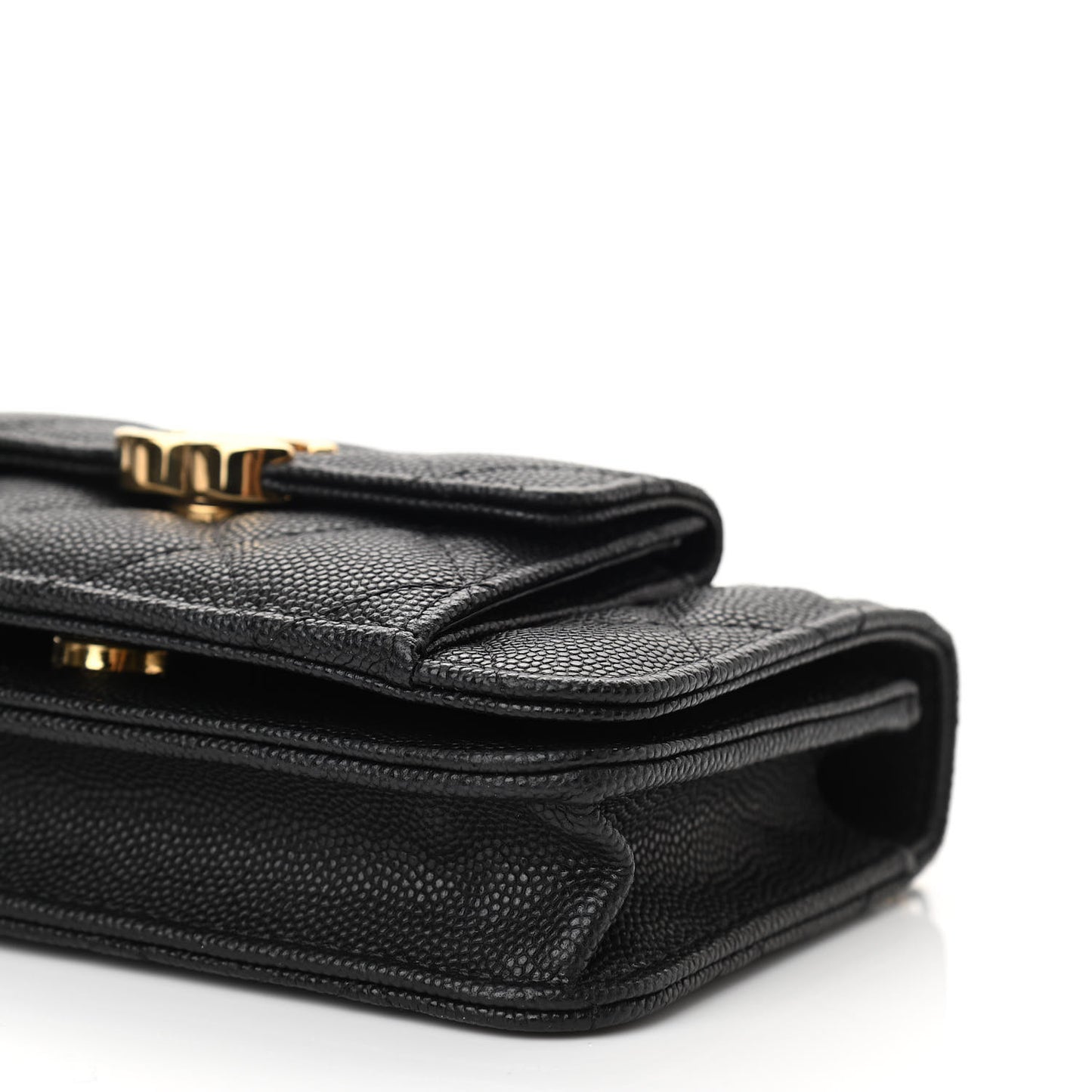 Caviar Quilted Pocket Twins Clutch With Chain Black