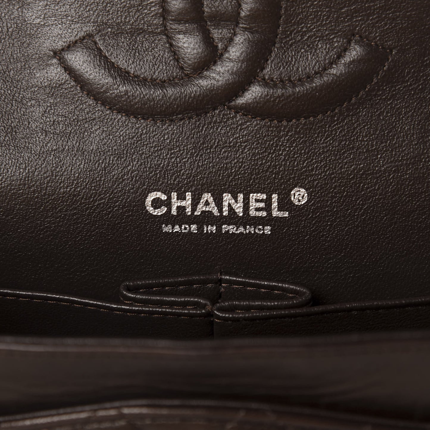 Lambskin Quilted Medium Double Flap Dark Brown