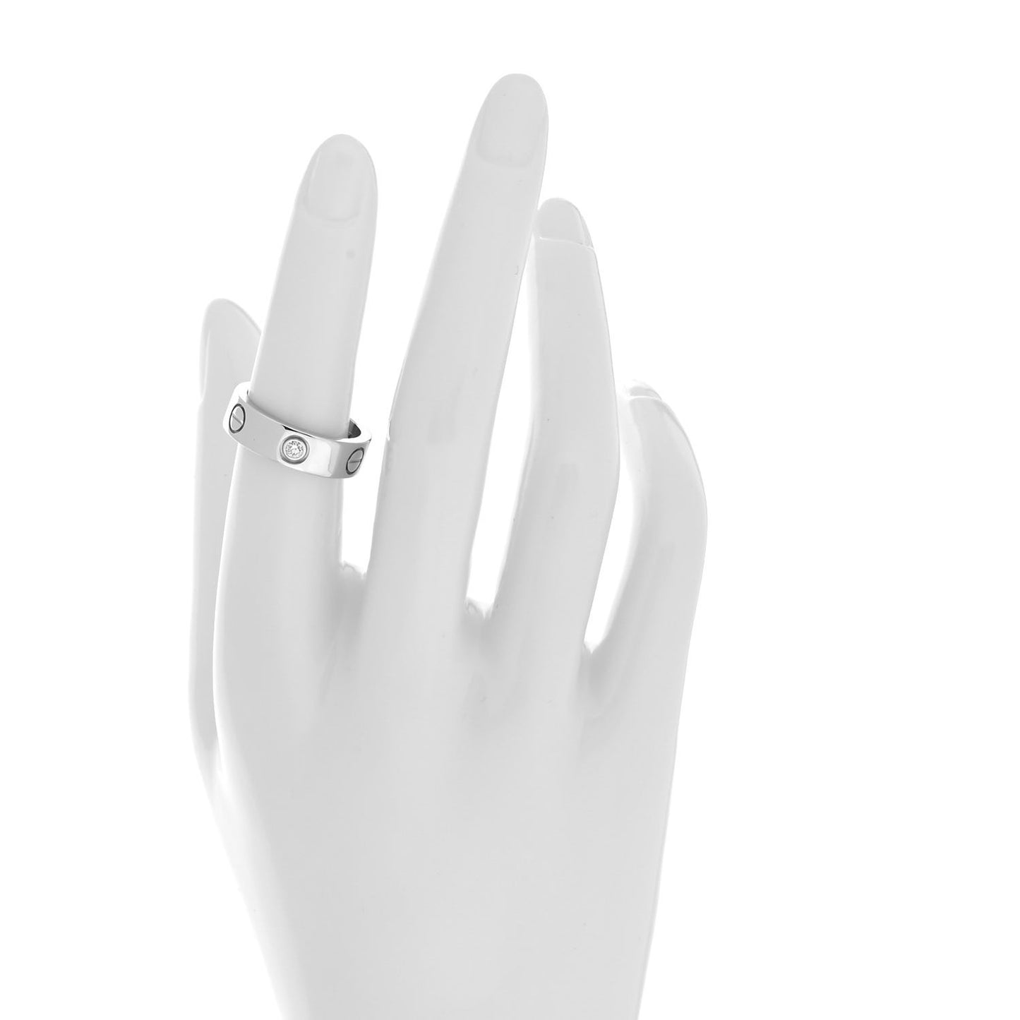 18K White Gold 3 Diamond 5.5mm LOVE Ring 52 6