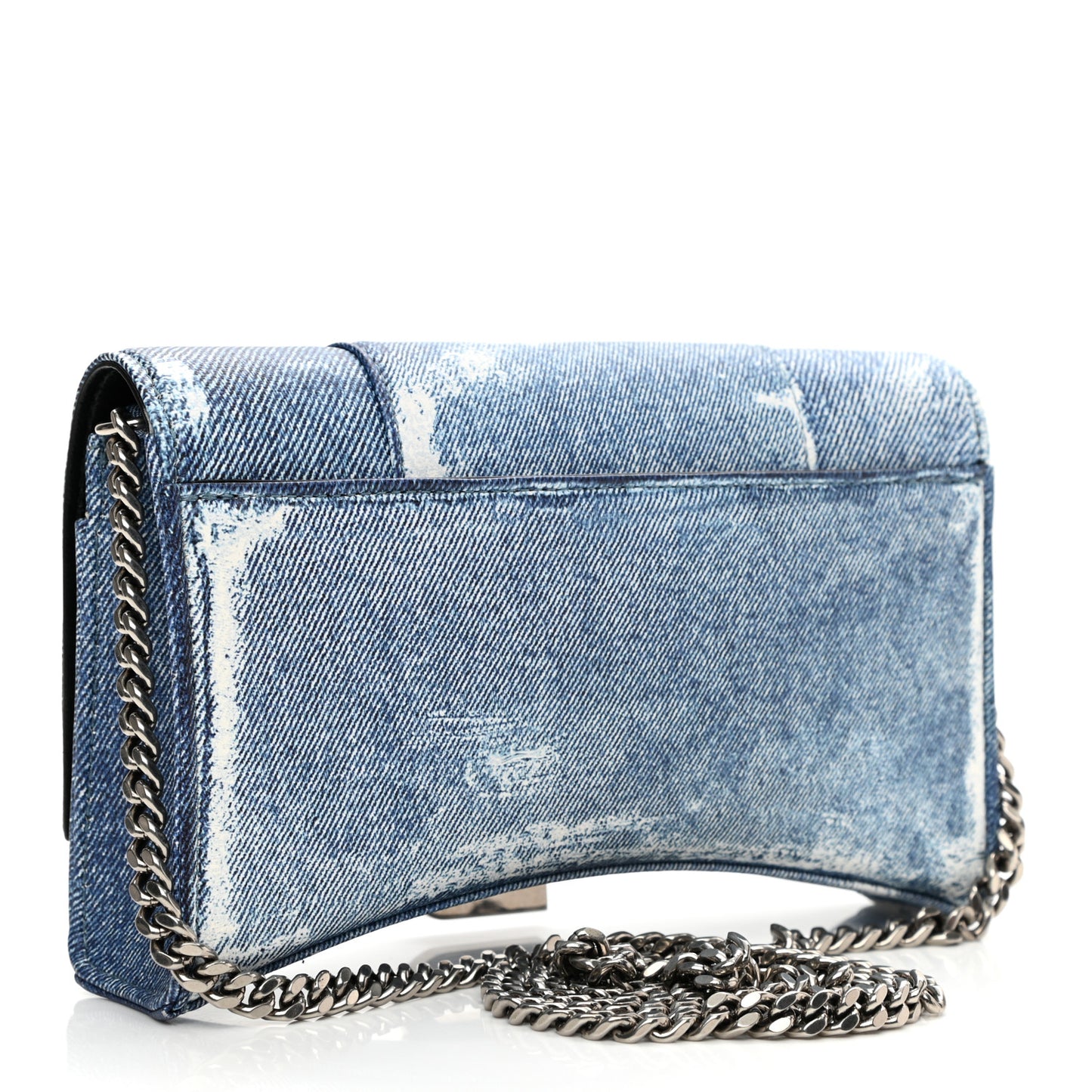 Nappa Denim Printed Hourglass Chain Bag Denim Blue