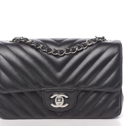 Chanel Lambskin Chevron Quilted Mini Rectangular Flap Black 8 of 11