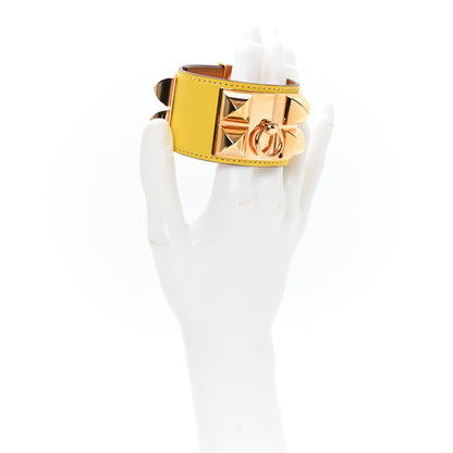 Hermes Chevre Chamkila Collier de Chien CDC Bracelet T2 Jaune De Naples 2 of 5