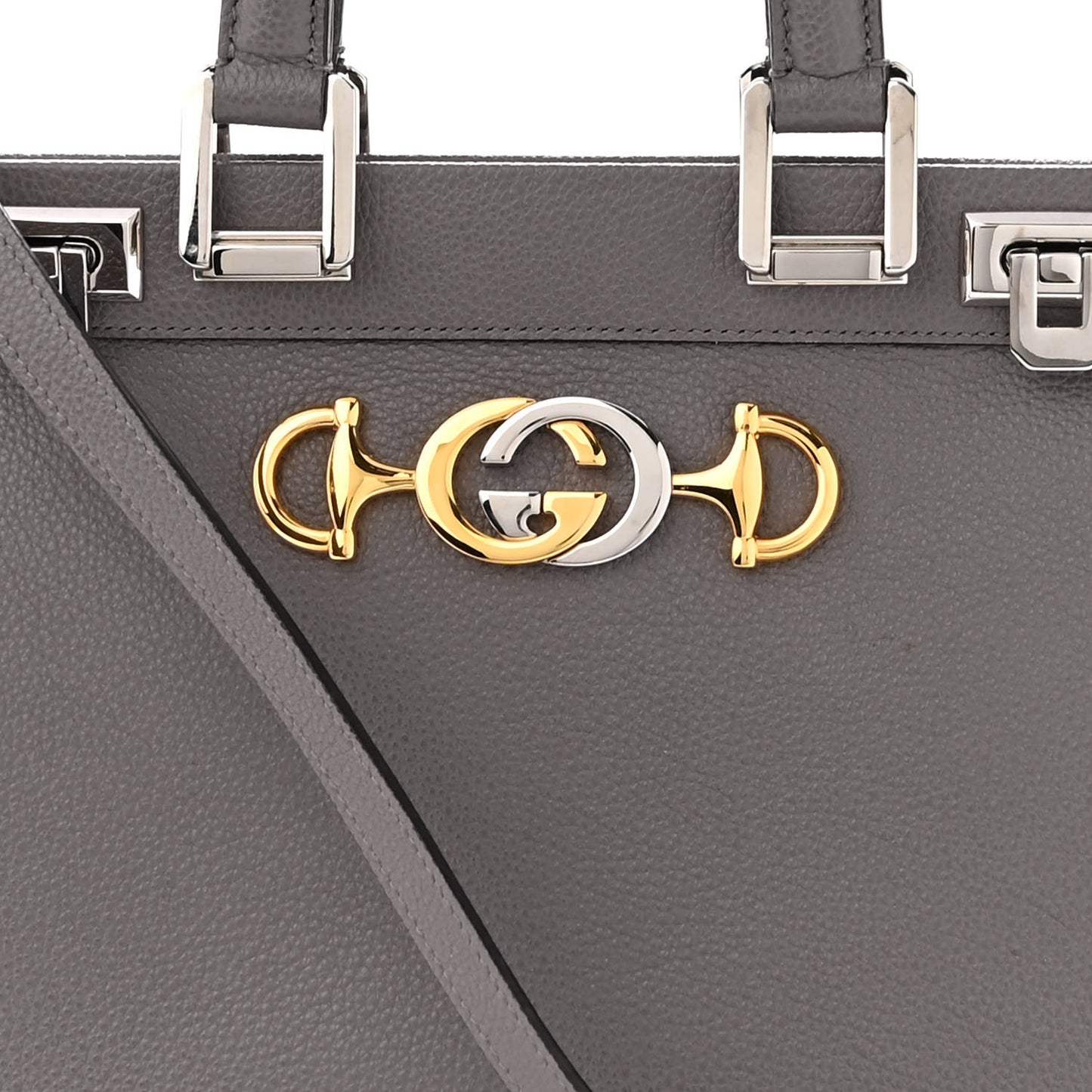 Grainy Calfskin Small Zumi Top Handle Bag Dusty Grey