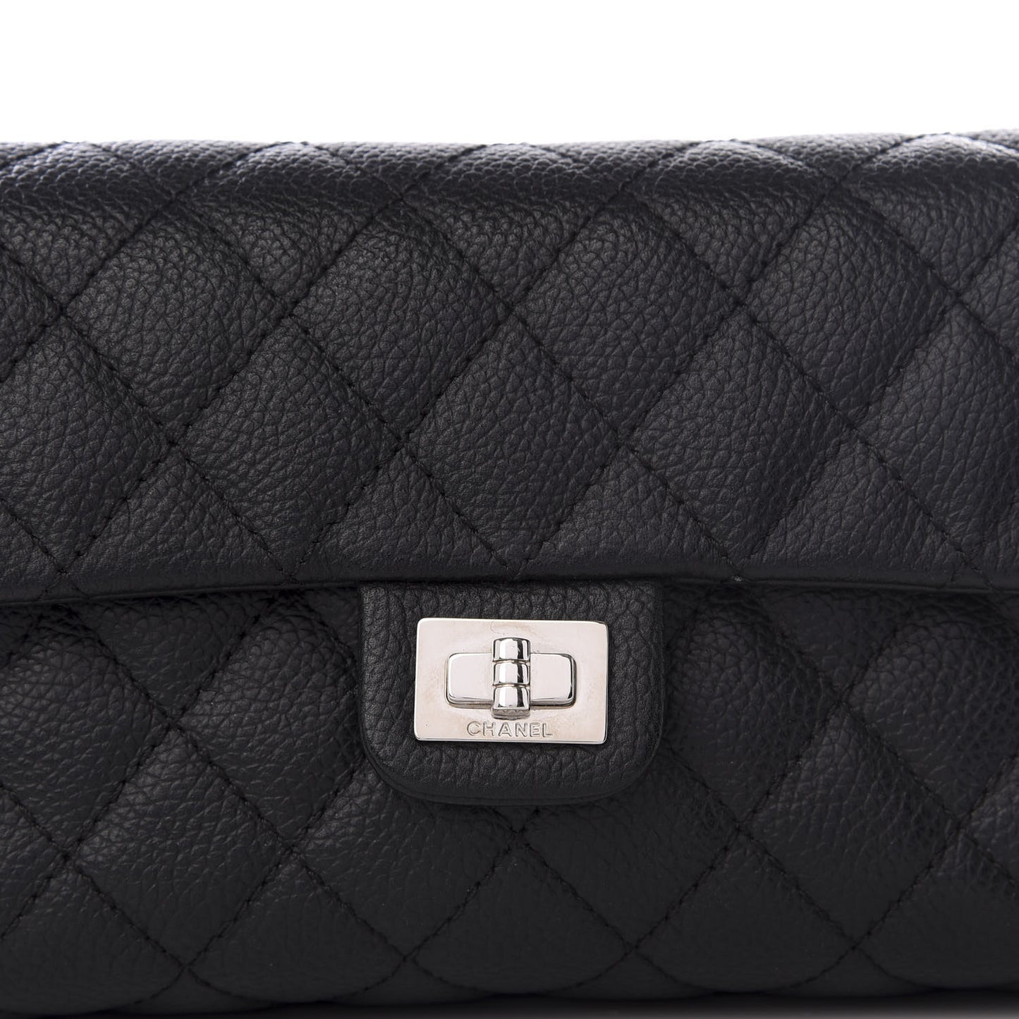 Grained Calfskin Quilted 2.55 Reissue Flap Belt Bag Clutch Black