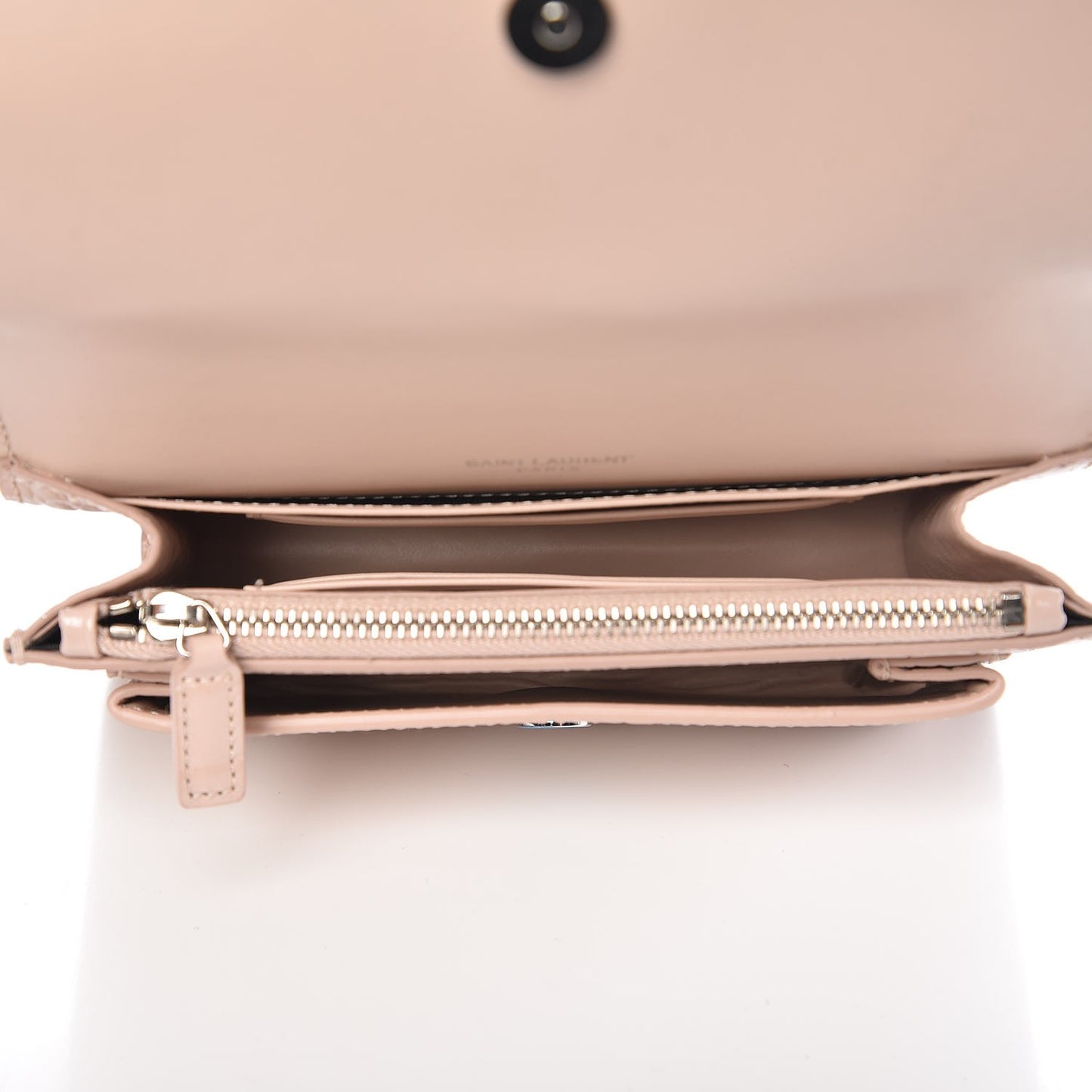 Calfskin Crocodile Embossed Monogram Sunset Chain Wallet Marble Pink